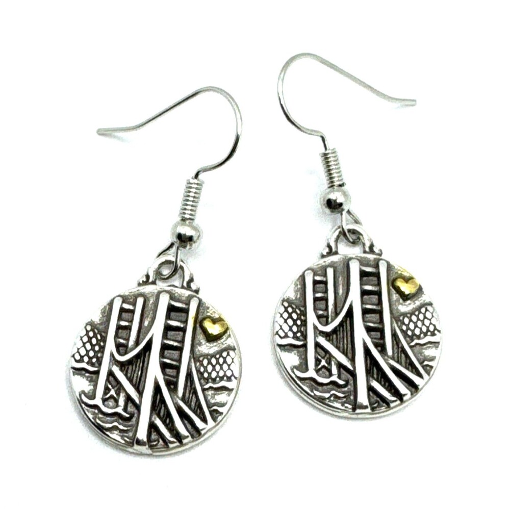 Brighton San Francisco Bridge I Left My Heart California Gold Hearts Earrings